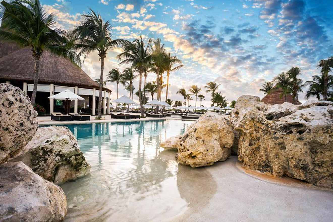 The pool at or near a resort in mexico.