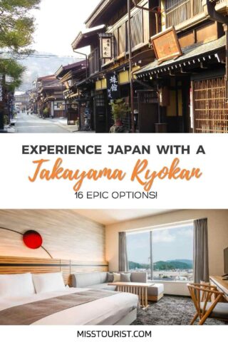 collage of 2 images with: ryokan building and a bedroom