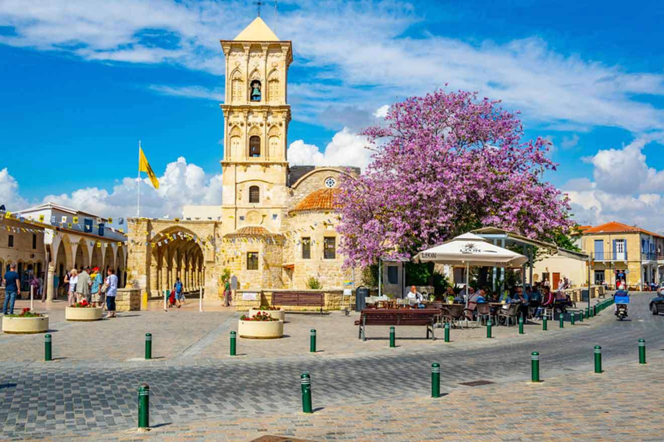 A church with a tower in Larnaca