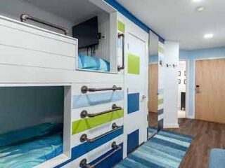 A room with bunk beds