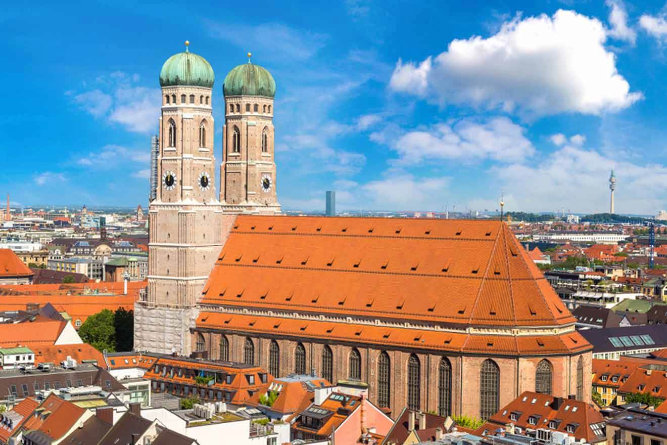 An aerial view of the cathedral in munich.