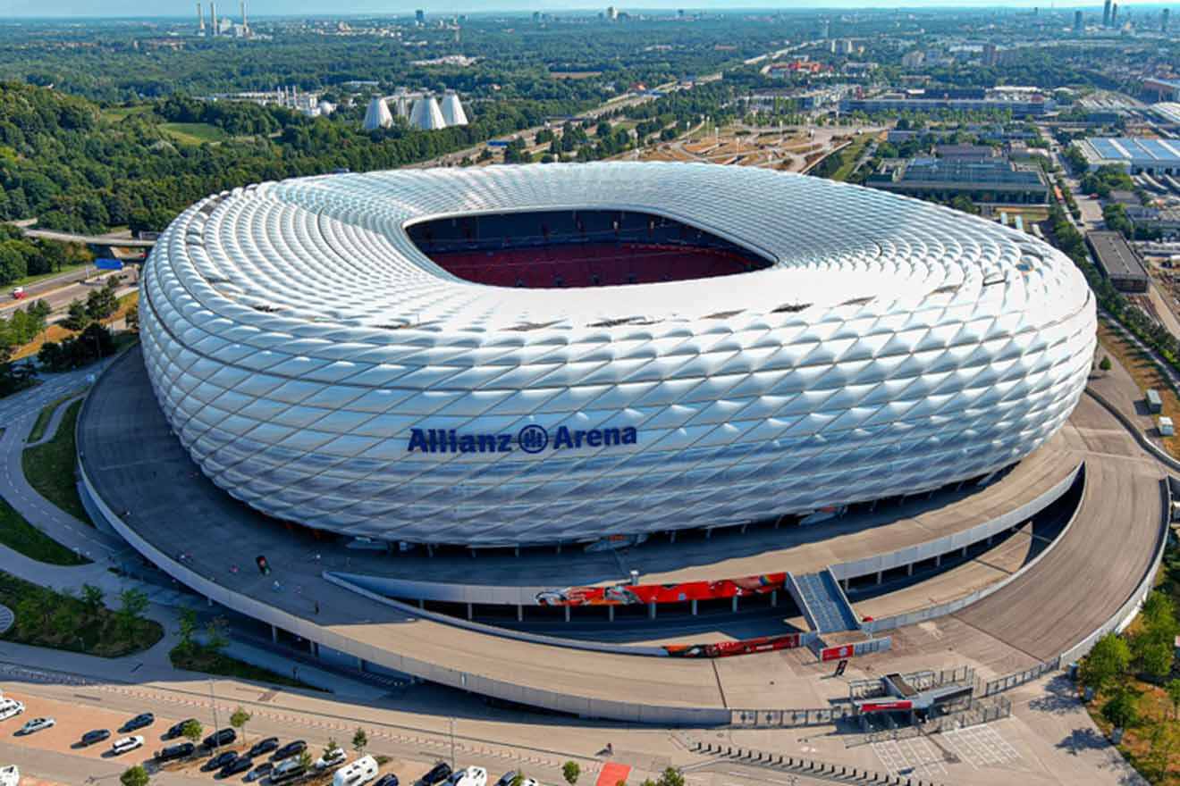 An aerial view of the bayern munich stadium.