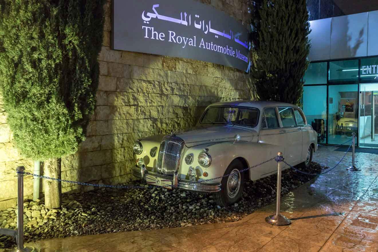 The royal automobile museum with a vintage parked car