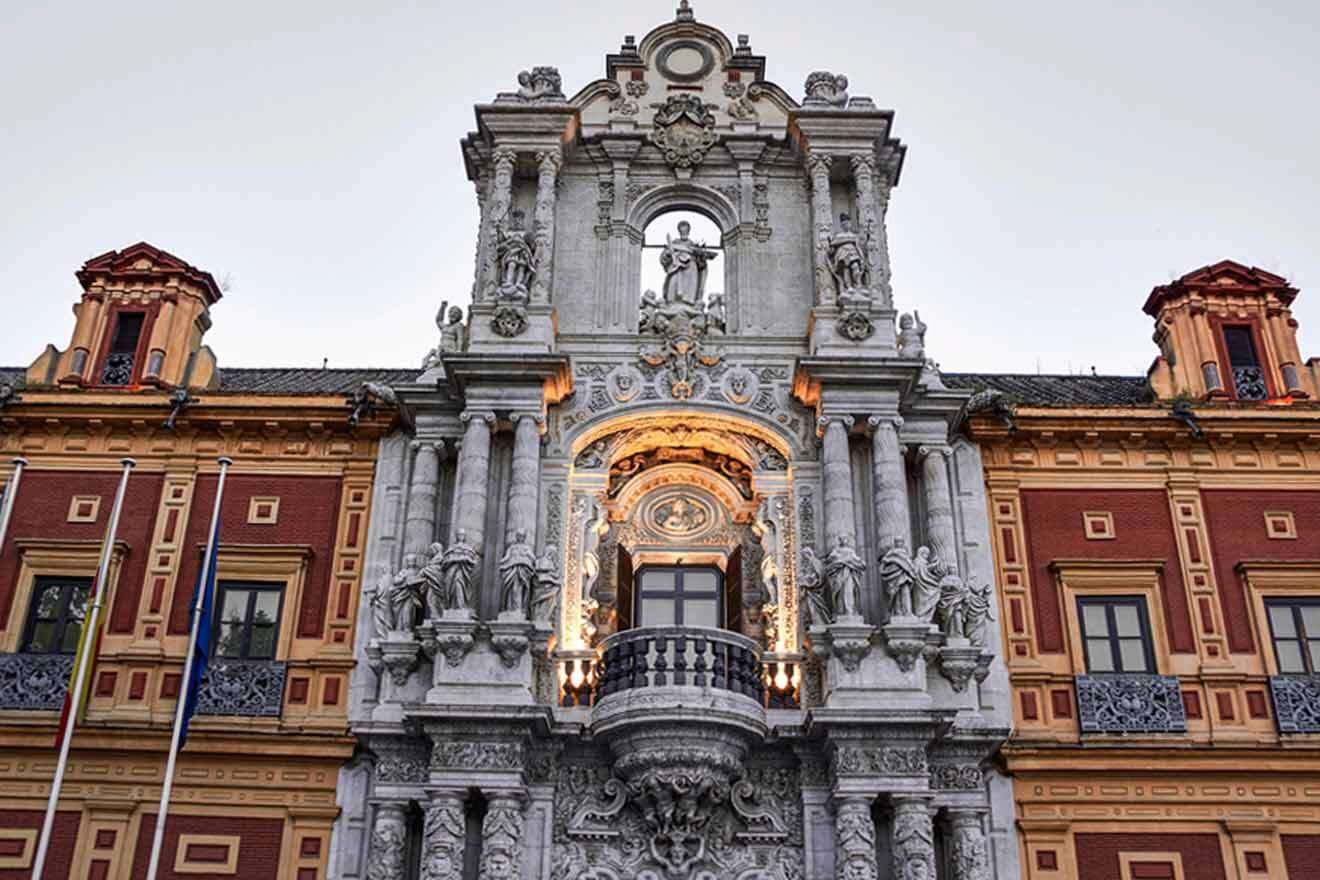 An ornate building with sculptures on it.