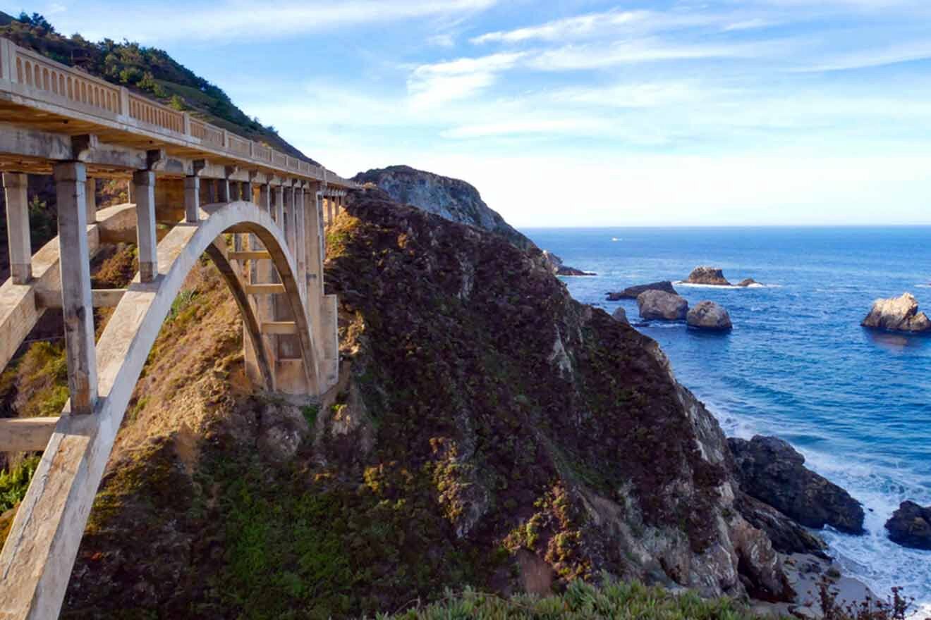 arched bridge by the ocean