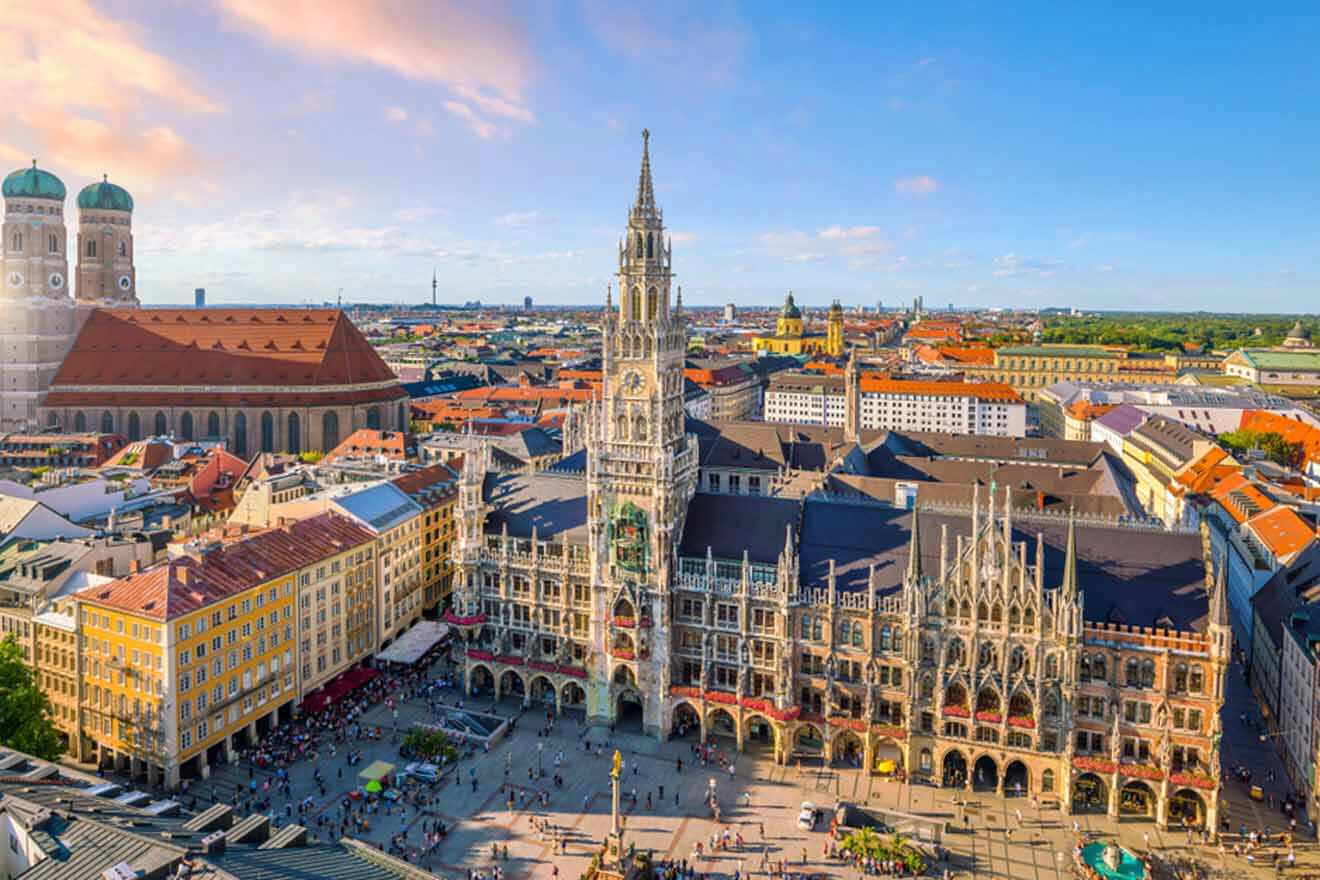 An aerial view of the city of munich.