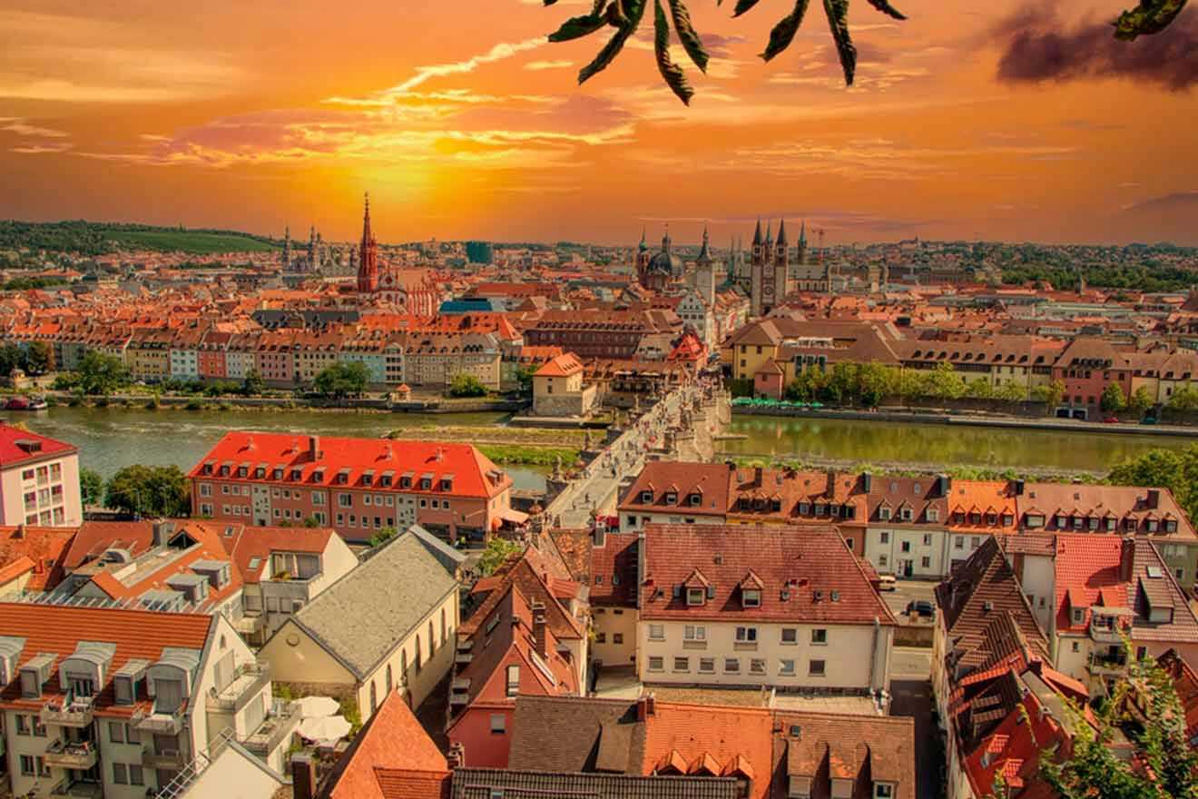 Sunset over a city in germany.
