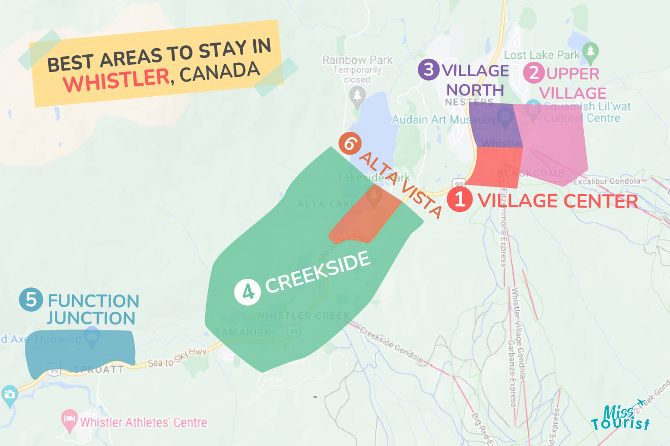 map of whistler with all the regions to stay in