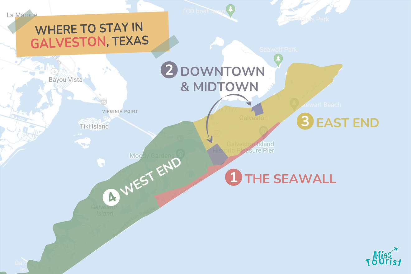 Where to stay Galveston MAP2