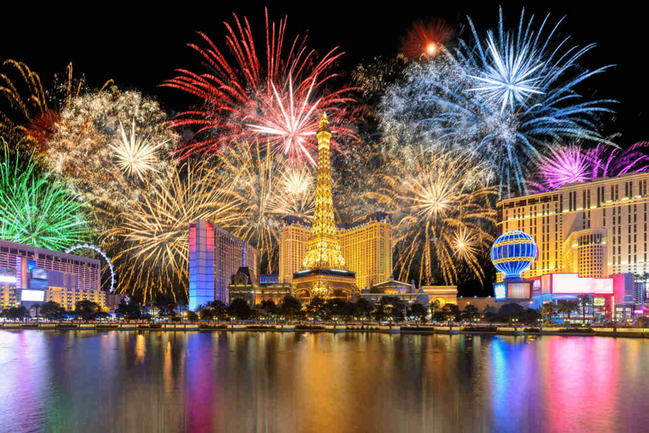 Las Vegas skyline with fireworks