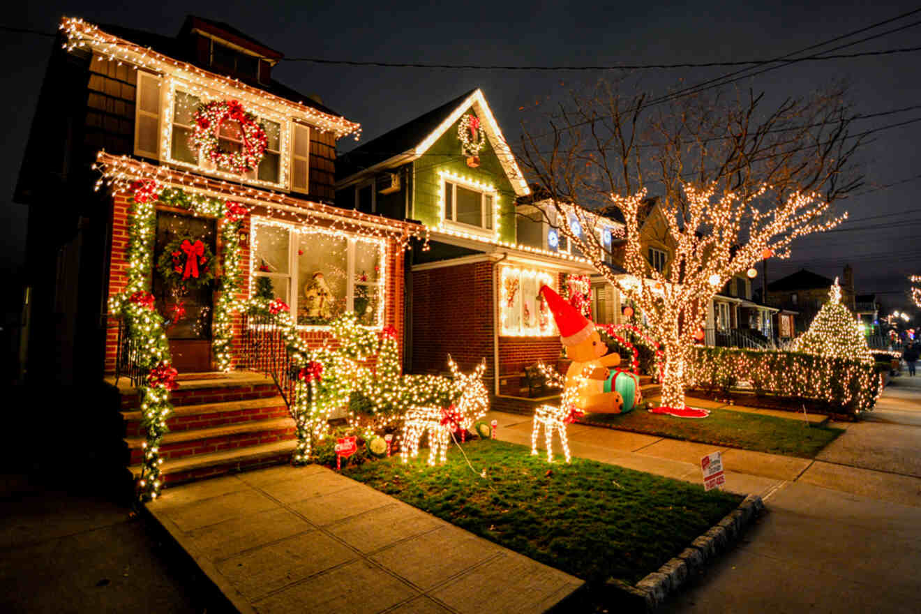 a house decorated with Christmas lights and decorations