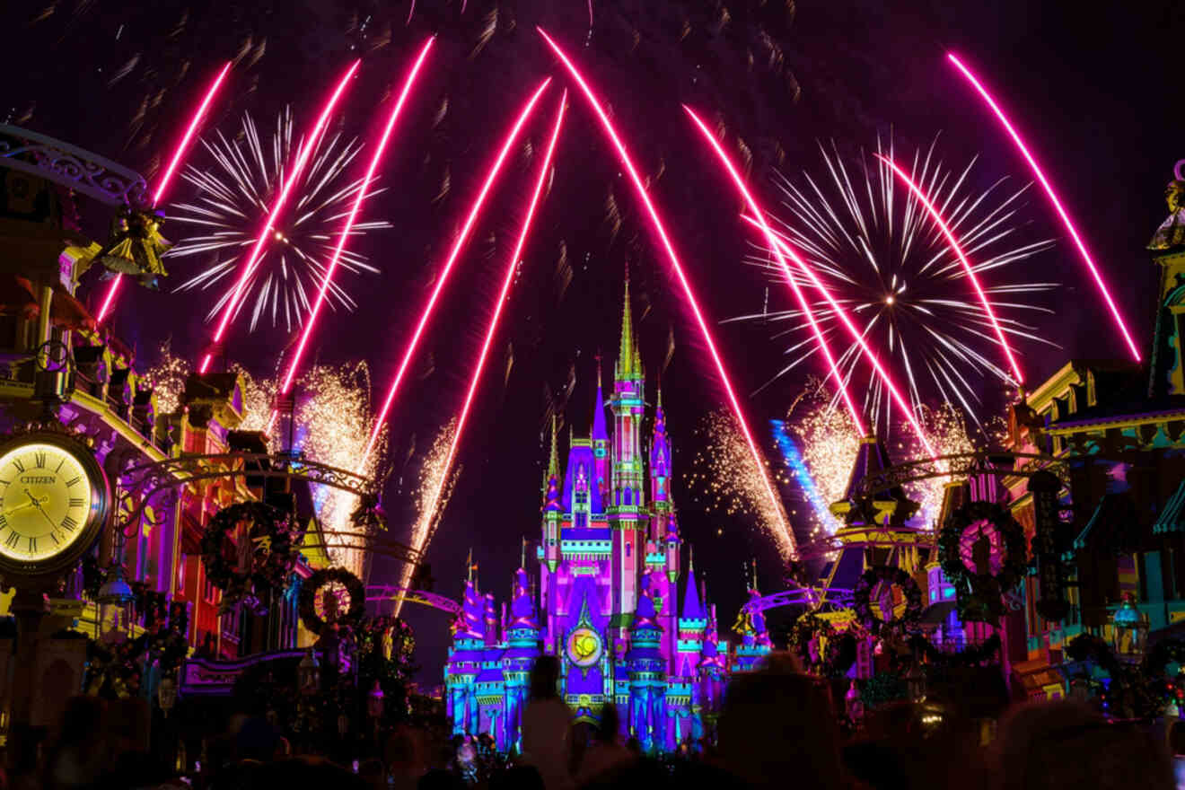 fire works at Disney's castle