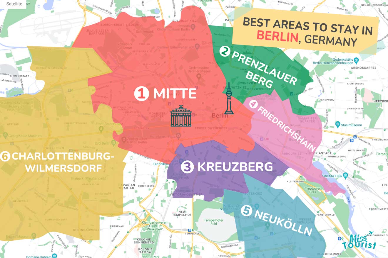map of Berlin with all the areas to stay