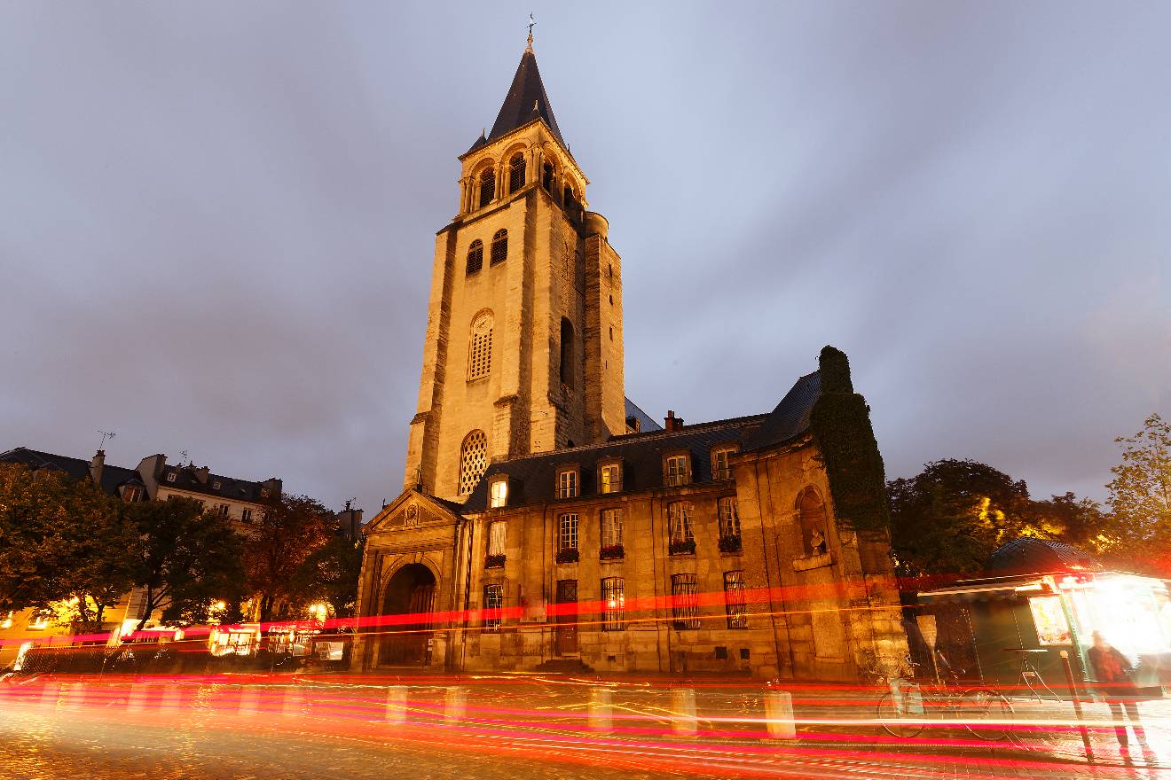 A church with a steeple in paris