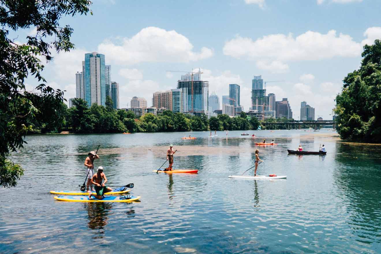 Paddle boarding in austin, texas from Lou Neff Point