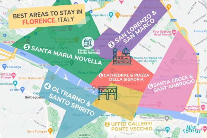 Where To Stay In Florence MAP 660x440 