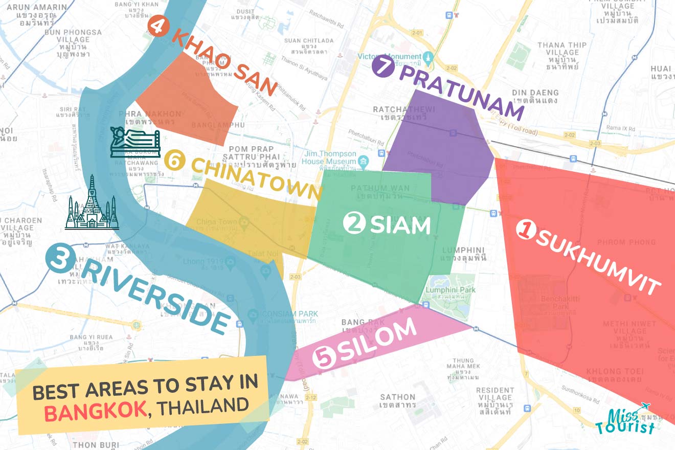 where to stay in bangkok map
