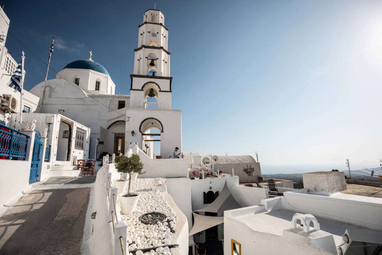 Traditional Santorinian charm emanates from the village of Pyrgos, with its classic architecture and winding paths offering an authentic Greek island experience.