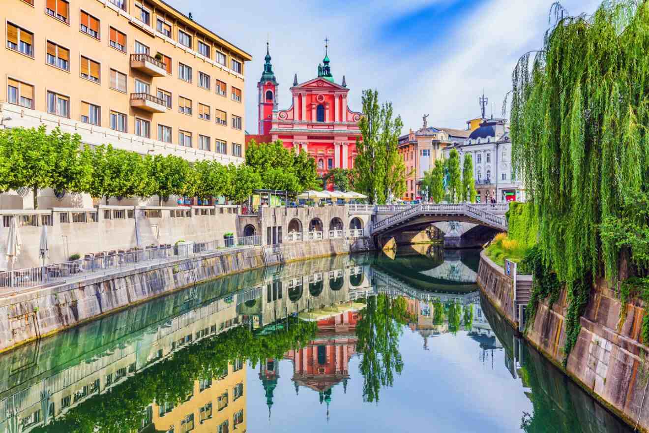Scenic view of Ljubljana, Slovenia, with the historic architecture and cityscape visible from a vantage point, great for a day trip from Zagreb