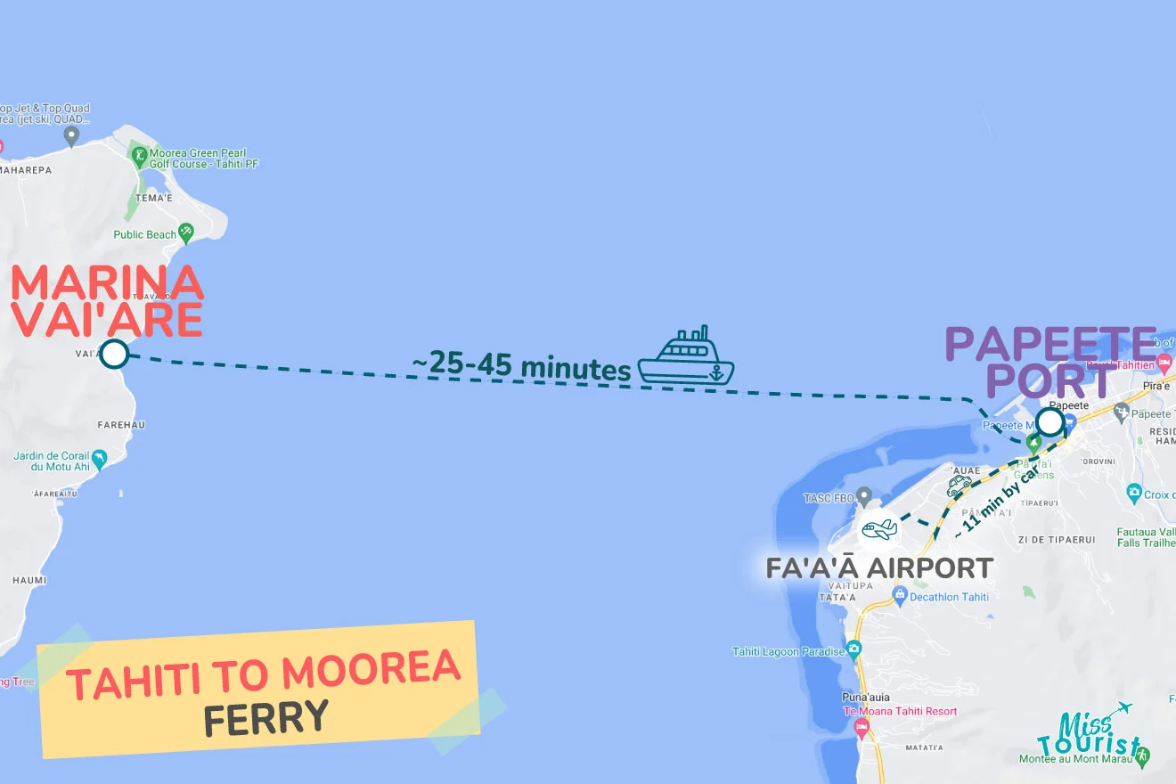 tahiti to moorea ferry map