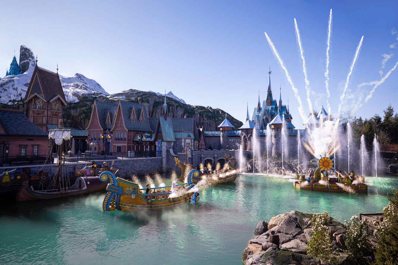 Visitors enjoying a summer evening at Disneyland Paris during the Summer Ticket Offer period